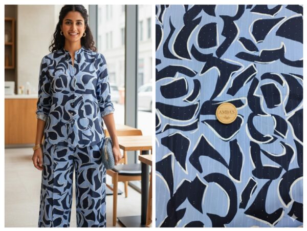 Export self cotton beautiful abstract print for all over suit /co-ord set