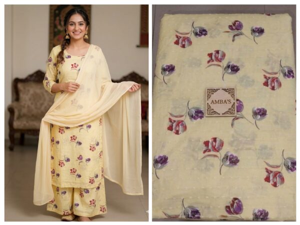 Export self cotton printed full suit fabric without dupatta