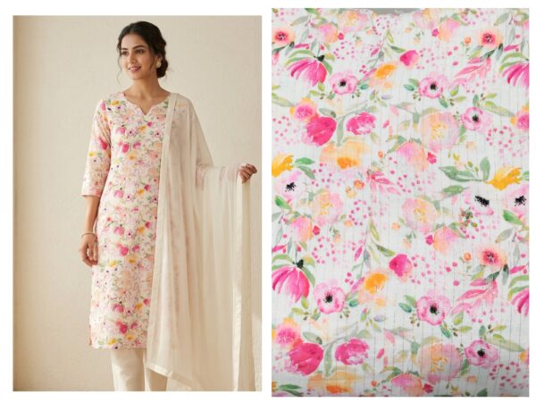 Export self cotton print matching suit(without dupatta)