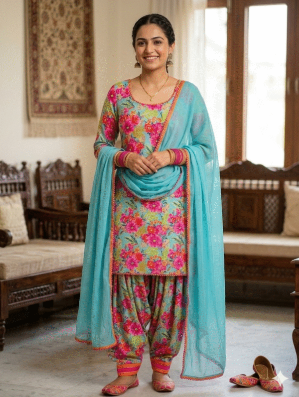 Export self cambric printed cotton fabric all over salwar/plazo suit (without dupatta)