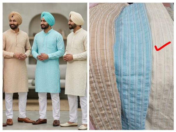 Embroidered muslin cotton fabric for kurta (GENTS/LADIES)
