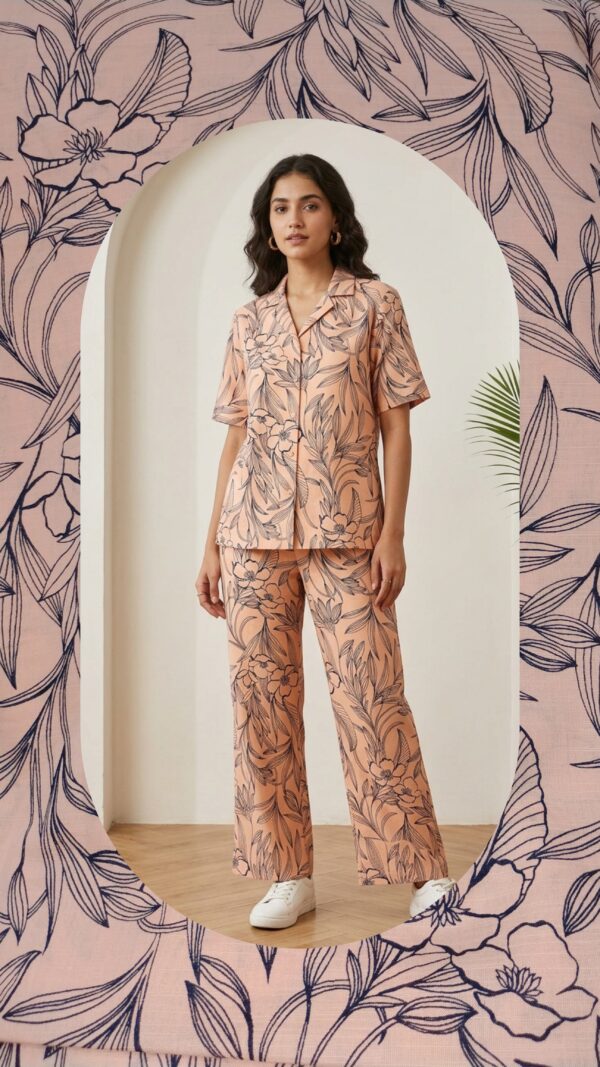 Export self cotton printed fabric for co-ord set,3 meter fabric (60'' width fabric)