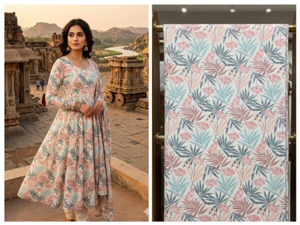 Export linen cotton print fabric for suit 190/meter)(60'' width approx)  kurta/shirt - 2 meter,  Co-ord set / night suit - 3 meter,  All over suit - 4 meter,  Frock suit - 5 meter.