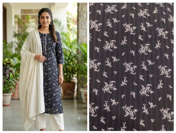 Export self cotton print fabric (160/meter)(60'' width approx)  kurta/shirt - 2 meter,  Co-ord set / night suit - 3 meter,  All over suit - 4 meter,  Frock suit - 5 meter.